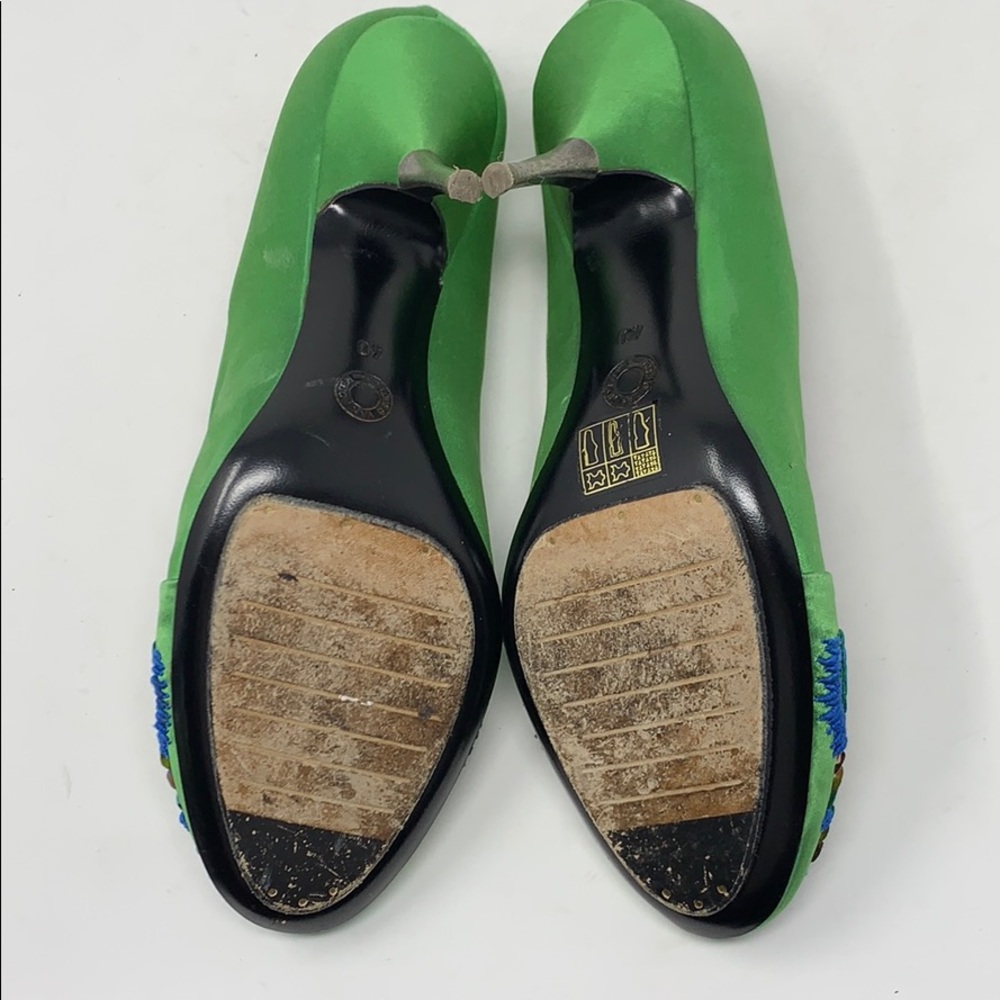 Dries Van Noten Green Multicolor Sequin Fringe Pumps - Picture 8 of 10